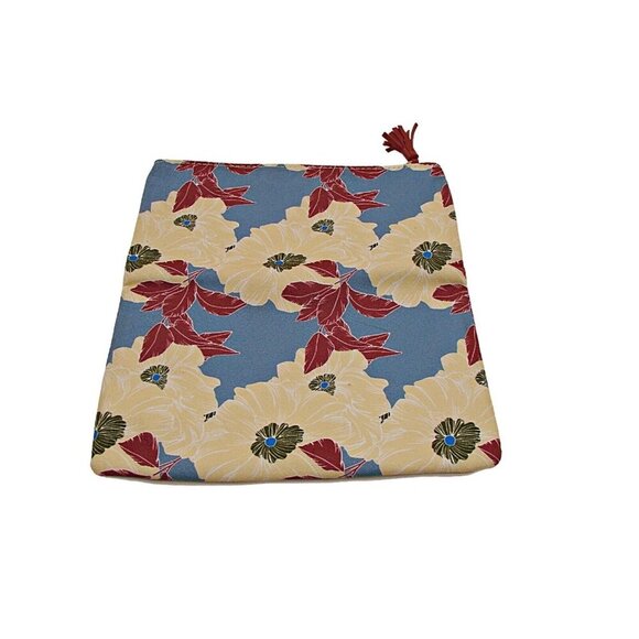 Rachel Pally Floral Printed Canvas Leather Trim Clutch Bag Tassel Zipper Magnet - Picture 2 of 9